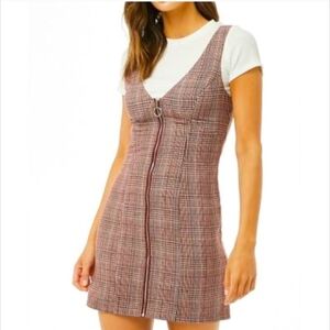 Plaid Burgundy Zip Up Dress NWOT